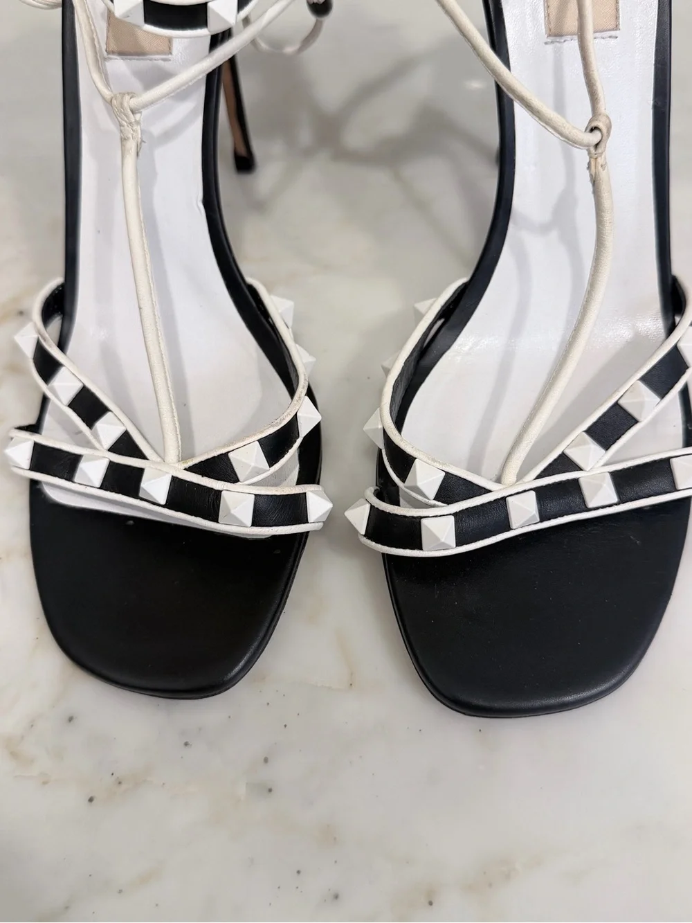 Valentino Rockstud Accents Leather T-Strap Sandals